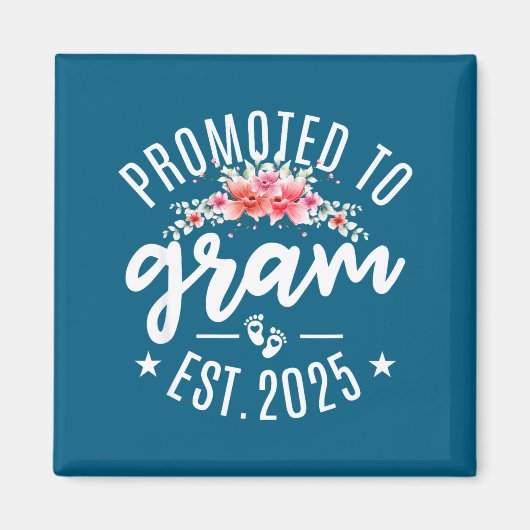 Promoted To Gram 2025 Flower First Time New Grandm Magneet (Voorkant)