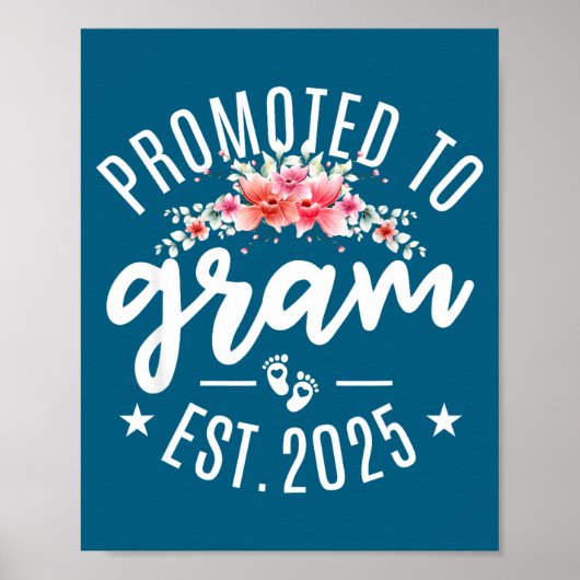 Promoted To Gram 2025 Flower First Time New Grandm Poster (Voorkant)