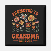 Promoted To Grandma 2026 Grandma 2026 Floral Retro Magneet (Voorkant)