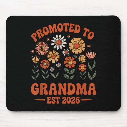 Promoted To Grandma 2026 Grandma 2026 Floral Retro Muismat (Voorkant)