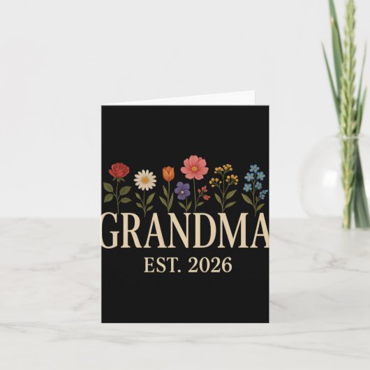 Promoted To Grandma 2026 Pregnancy Flower New Gran Kaart (Voorkant)