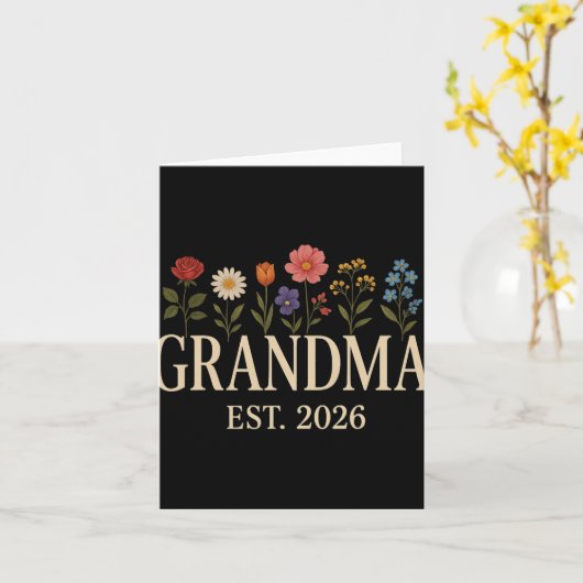 Promoted To Grandma 2026 Pregnancy Flower New Gran Kaart (Gele Bloem)