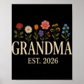 Promoted To Grandma 2026 Pregnancy Flower New Gran Poster (Voorkant)