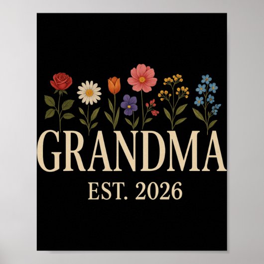 Promoted To Grandma 2026 Pregnancy Flower New Gran Poster (Voorkant)