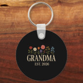 Promoted To Grandma 2026 Pregnancy Flower New Gran Sleutelhanger (Voorkant)