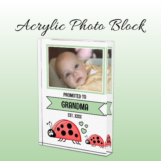 Promoted to grandma ladybugs green fotoblokken