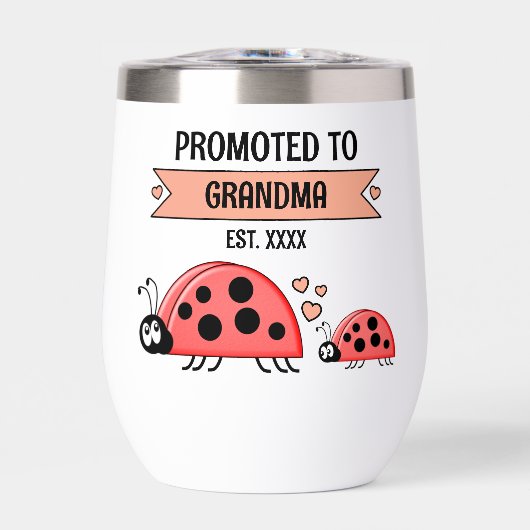 Promoted to Grandma ladybugs peach (Voorkant)