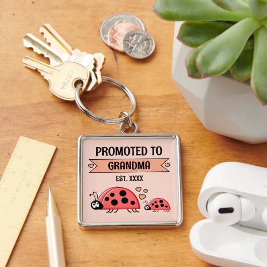 Promoted to Grandma ladybugs peach Sleutelhanger (Bureau)