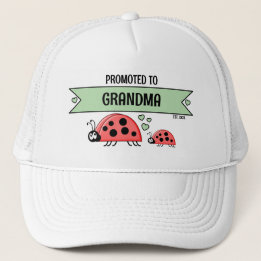 Promoted to Grandma ladybugs white green Trucker Pet