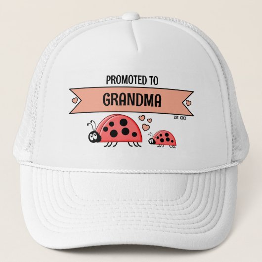 Promoted to Grandma ladybugs white peach Trucker Pet (Voorkant)