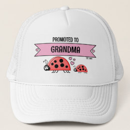 Promoted to Grandma ladybugs white pink Trucker Pet