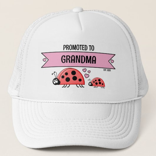 Promoted to Grandma ladybugs white pink Trucker Pet (Voorkant)