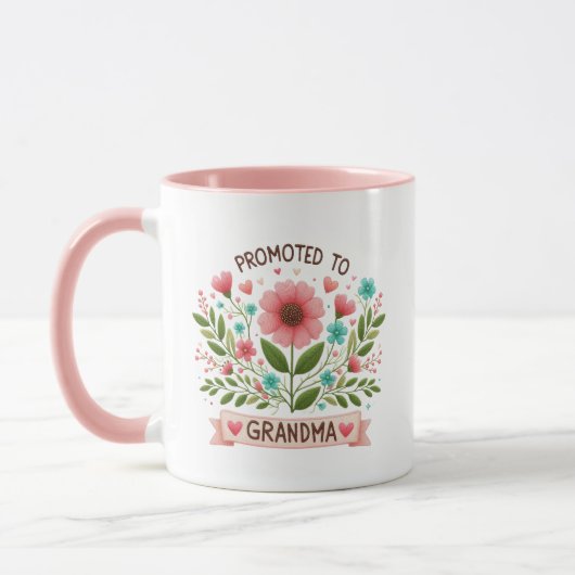 Promoted to Grandma Mug - Watercolor Flowers Mok (Links)