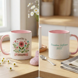 Promoted to Grandma Mug - Watercolor Flowers Mok