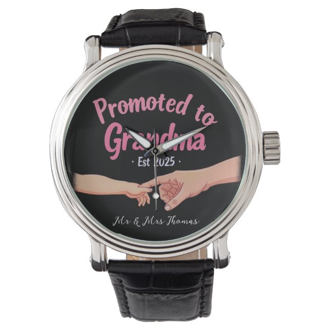 Promoted to Grandma Opgericht 2025 Aankondiging Horloge (Voorkant)