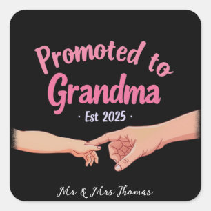 Promoted to Grandma Opgericht 2025 Aankondiging Vierkante Sticker