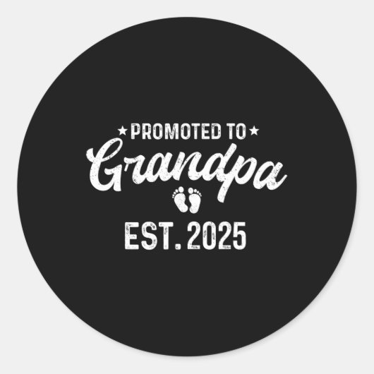 Promoted To Grandpa 2025 Funny Pregnancy Grandfath Ronde Sticker (Voorkant)