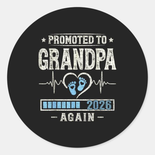 Promoted To Grandpa Again 2026 Expecting Baby Gran Ronde Sticker (Voorkant)