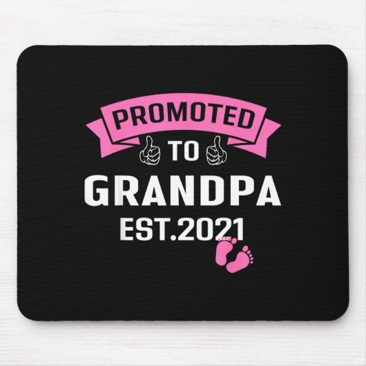 Promoted To Grandpa Est 2021 Funny New Grandfather Muismat (Voorkant)
