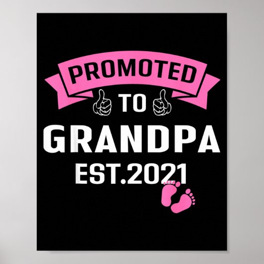 Promoted To Grandpa Est 2021 Funny New Grandfather Poster (Voorkant)