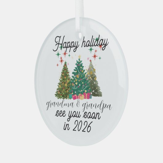 Promoted to Grandparents Christmas tree  Glas Ornament (Voorkant links)