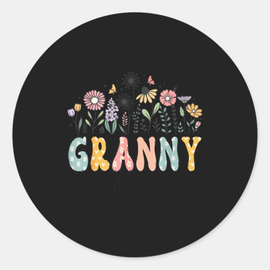 Promoted To Granny Est. 2026 Daisy Floral Wildflow Ronde Sticker (Voorkant)