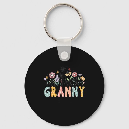 Promoted To Granny Est. 2026 Daisy Floral Wildflow Sleutelhanger (Voorkant)