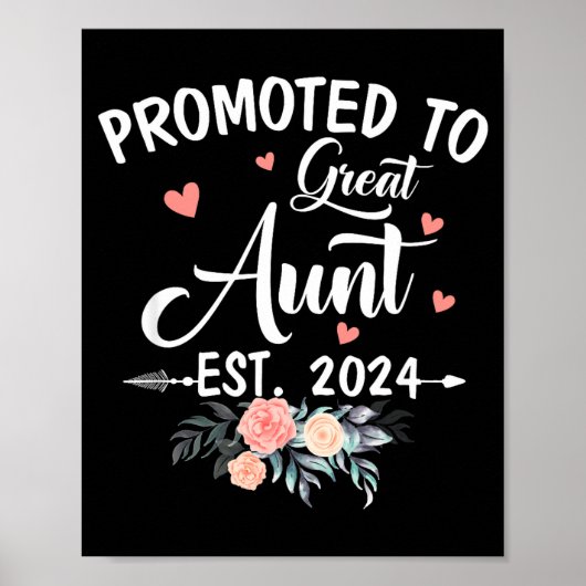 Promoted To Great Aunt Est 2024 Soon To Be Aunt Fl Poster (Voorkant)
