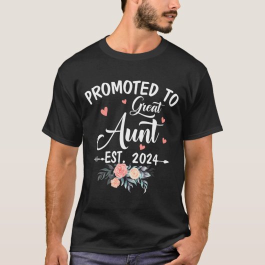 Promoted To Great Aunt Est 2024 Soon To Be Aunt Fl T-shirt (Voorkant)