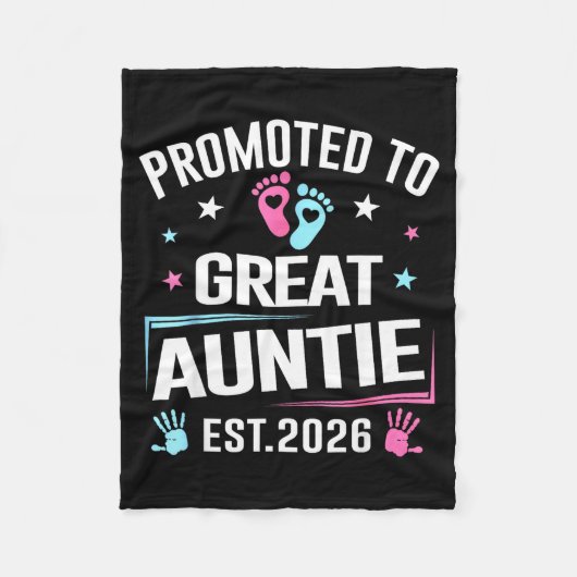 Promoted To Great Auntie Est 2026 Pregnancy Announ Fleece Deken (Voorkant)