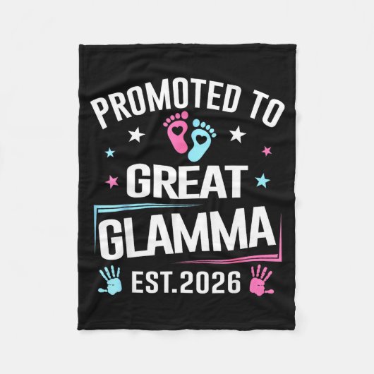 Promoted To Great Glamma Est 2026 Pregnancy Announ Fleece Deken (Voorkant)