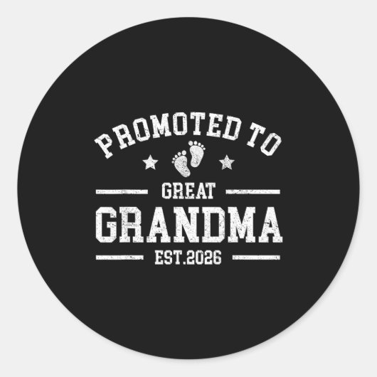 Promoted To Great Grandma Est. 2026 Baby Announcem Ronde Sticker (Voorkant)
