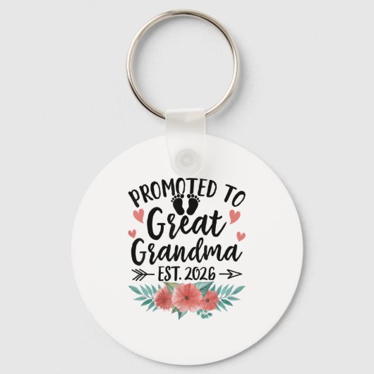 Promoted To Great Grandma Est 2026 First Time New  Sleutelhanger (Voorkant)