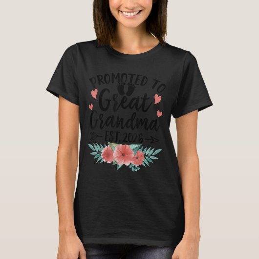 Promoted To Great Grandma Est 2026 First Time New  T-shirt (Voorkant)