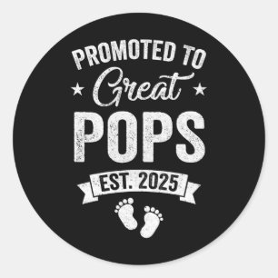 Promoted to Great Poppen EST 2025 zwangerschapsaan Ronde Sticker