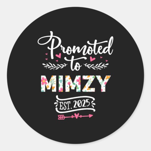 Promoted To Mimzy 2025 Cute Pregnancy Announcement Ronde Sticker (Voorkant)