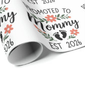 Promoted to Mommy 2026 Funny First Time Pregnancy  Cadeaupapier (Rol Hoek)