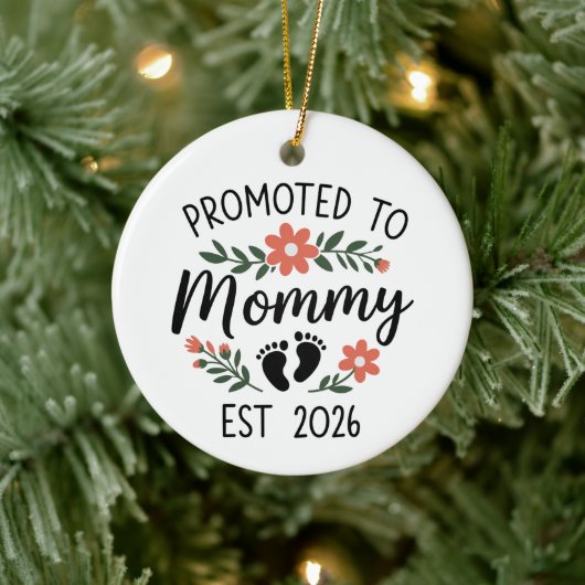 Promoted to Mommy 2026 Funny First Time Pregnancy  Keramisch Ornament (Boom)