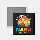 Promoted To Nana Est 2026 Strong Grandma Wer Retro Magneet (Voorkant / Achterkant)