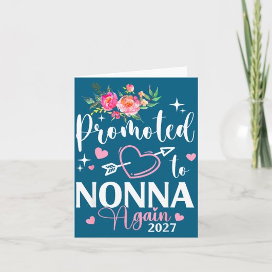 Promoted To Nonna Again Est 2027 Flower Heart  Kaart (Voorkant)