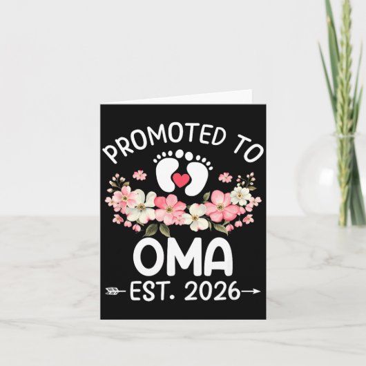 Promoted To Oma 2026 First Time Floral New Oma  Kaart (Voorkant)
