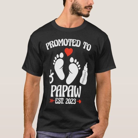 Promoted To Papaw 2023 First Time New Grandpa Preg T-shirt (Voorkant)