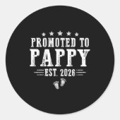 Promoted To Pappy Est.2026 Father's Day First Time Ronde Sticker (Voorkant)