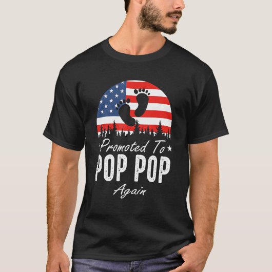 Promoted To Pop Pop Again 2024 US Flag Father's Da T-shirt (Voorkant)