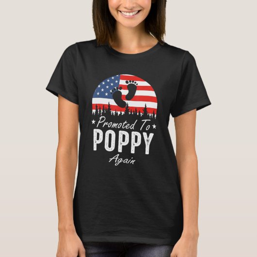 Promoted To Poppy Again 2024 US Flag Father's Day T-shirt (Voorkant)