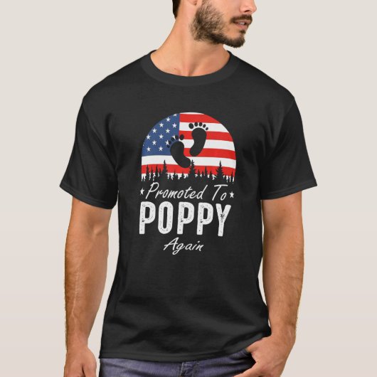 Promoted To Poppy Again 2024 US Flag Father's Day  T-shirt (Voorkant)