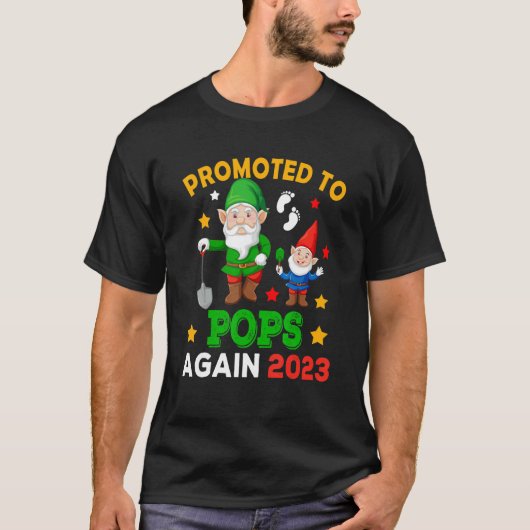 Promoted To Pops Again 2023 Two Funny Gnomes Pregn T-shirt (Voorkant)