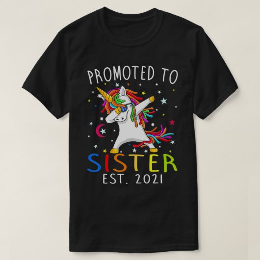 Promoted To Sister Est 2021 Unicorn  T-shirt (Design voorkant)