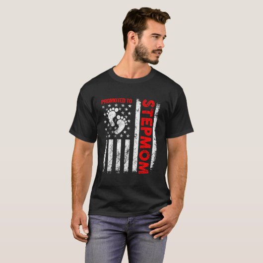 Promoted To Stepmom Usa Flag Mother'S Day First Ti T-shirt (Voorkant volledig)