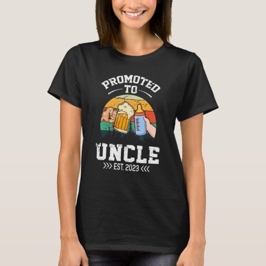 Promoted To Uncle 2023 First Time Uncle 2023 Retro T-shirt (Voorkant)